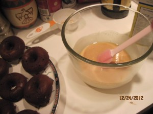 Making the glaze. I had to add more sugar than I had intended...couldn't get it quite thick enough at first.